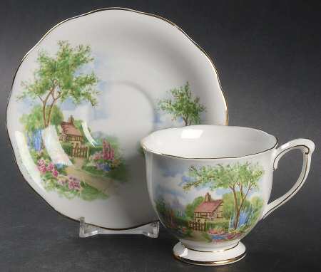 Tudor Cottage Footed Cup & Saucer Set