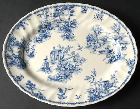 Chelsea Toile Blue 12" Oval Serving Platter