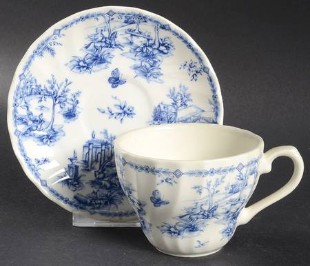 Chelsea Toile Blue Flat Cup & Saucer Set