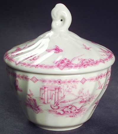 Chelsea Toile Pink Sugar Bowl & Lid by Queen's