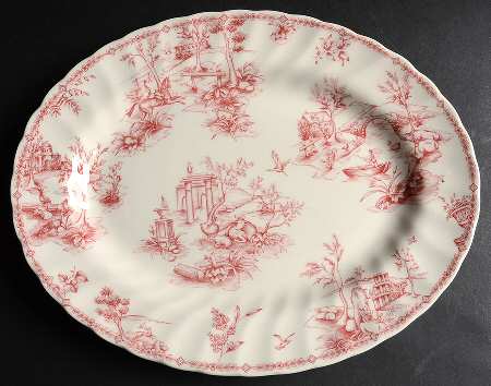 Chelsea Toile Pink 12" Oval Serving Platter