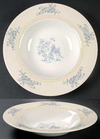 Toile de Jouy Blue Large Rim Soup Bowl
