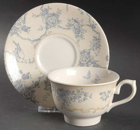 Toile de Jouy Blue Footed Cup & Saucer Set