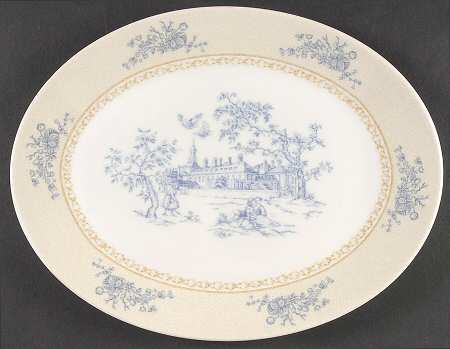 Toile de Jouy Blue 12" Oval Serving Platter