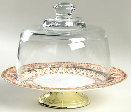 Imari 6 1/2"-7 1/2" Footed Cheese Plate w/ Glass Dome HC