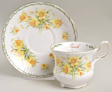 Flower of the Month Footed Cup & Saucer Set