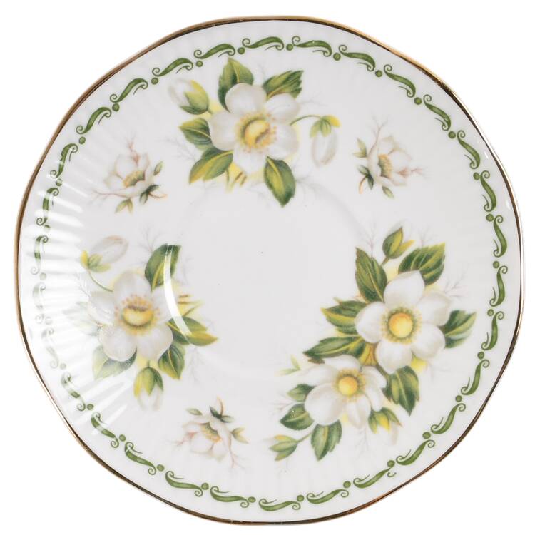 Flower of the Month Saucer for Footed Demitasse Cup