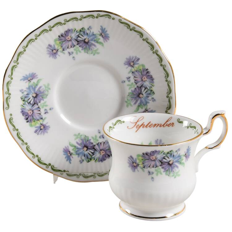 Flower of the Month Footed Demitasse Cup & Saucer Set