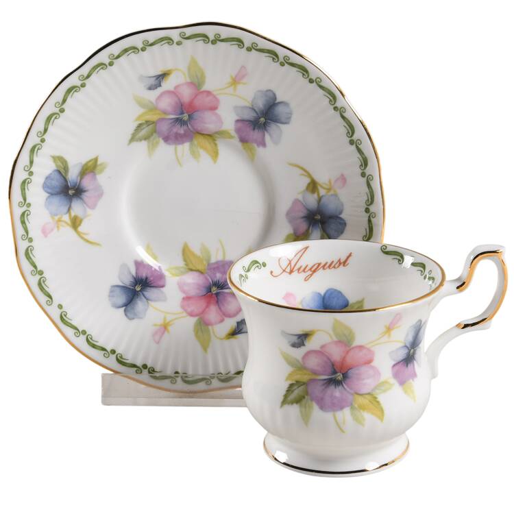 Flower of the Month Footed Demitasse Cup & Saucer Set