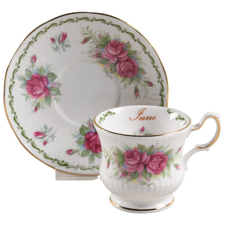 Flower of the Month Footed Demitasse Cup & Saucer Set