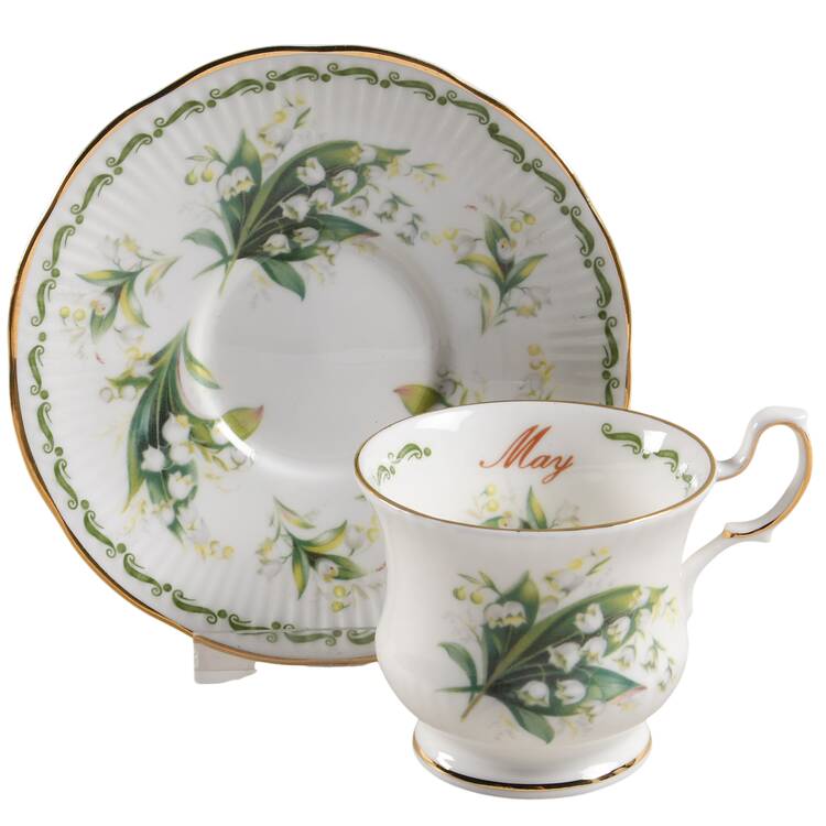 Flower of the Month Footed Demitasse Cup & Saucer Set