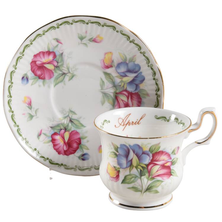 Flower of the Month Footed Demitasse Cup & Saucer Set