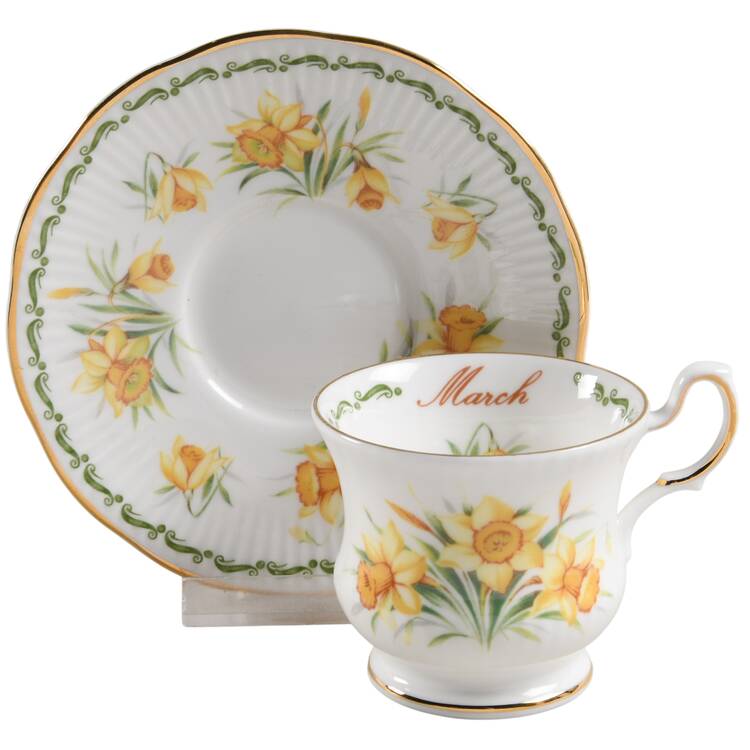 Flower of the Month Footed Demitasse Cup & Saucer Set