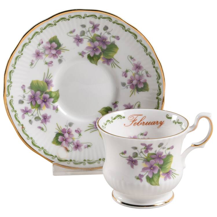Flower of the Month Footed Demitasse Cup & Saucer Set