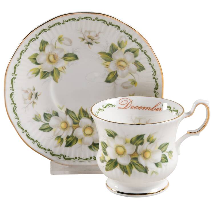 Flower of the Month Footed Demitasse Cup & Saucer Set