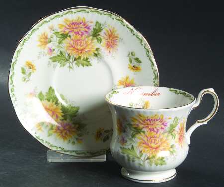 Flower of the Month Footed Cup & Saucer Set