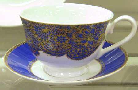 Blue Lace Footed Cup & Saucer Set