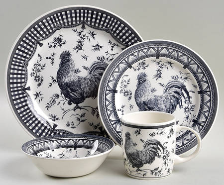 Rooster Black 4 Piece Place Setting