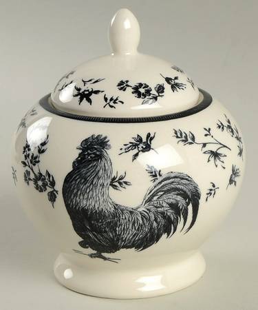 Rooster Black Sugar Bowl & Lid