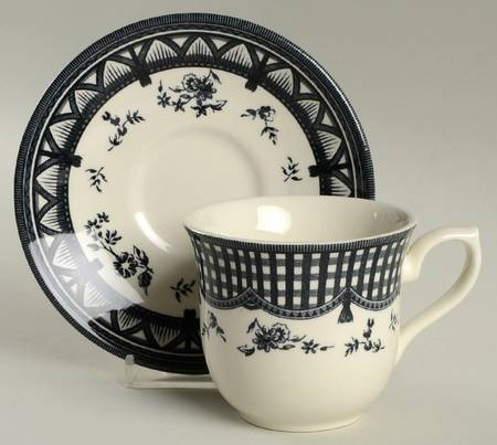 Rooster Black Flat Cup & Saucer Set
