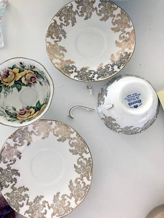 Old Lace Footed Cup & Saucer Set