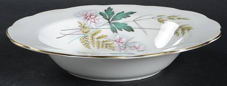 Louise (White Center, Gold Trim) Rim Soup Bowl by Queen Anne (England)