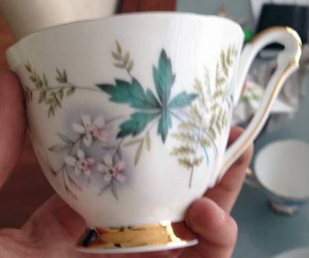 Louise (White Center, Gold Trim) Footed Cup