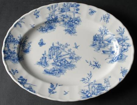 Toile Blue 13" Oval Serving Platter