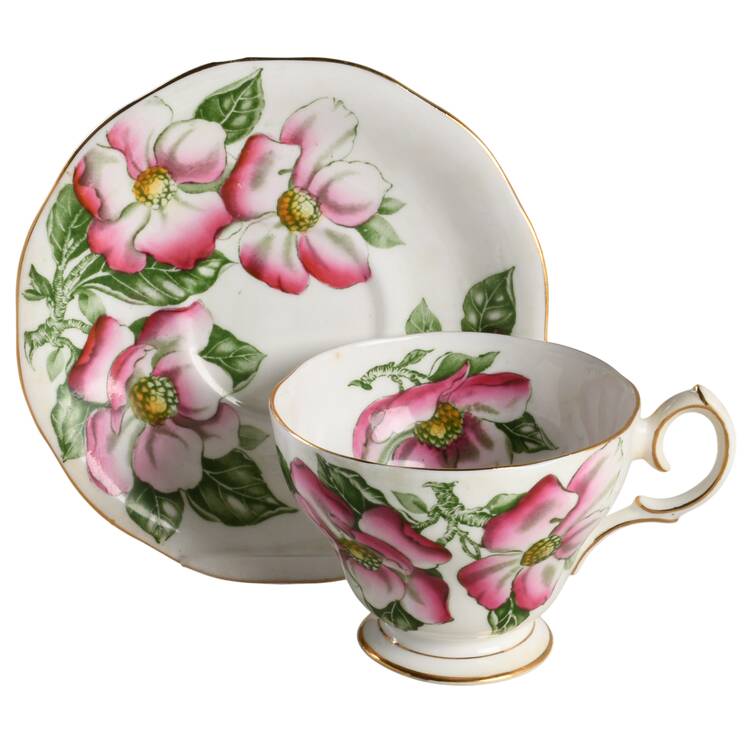 Magnolia (Gold Trim) Footed Cup & Saucer Set