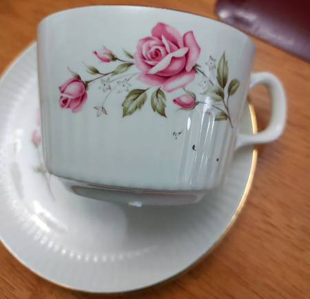 Centennial Queen Anne Rosebud Flat Cup & Saucer Set
