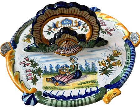 HR or Henriot Backstamp Giftware Handled Luncheon Plate