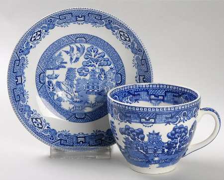 Willow Blue Flat Cup & Saucer Set