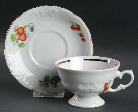 Fruit Garland Footed Cup & Saucer Set