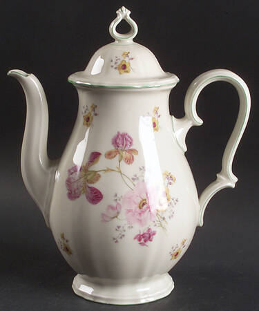 2664 (Chippendale, Cream, Green Trim) Coffee Pot & Lid
