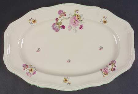 2664 (Chippendale, Cream, Green Trim) 13" Oval Serving Platter