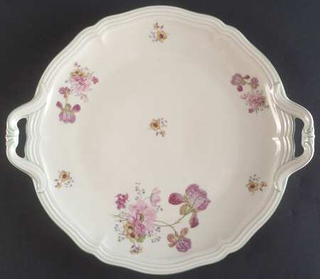2664 (Chippendale, Cream, Green Trim) Handled Cake Plate