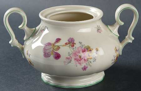 2664 (Chippendale, Cream, Green Trim) Sugar Bowl No Lid