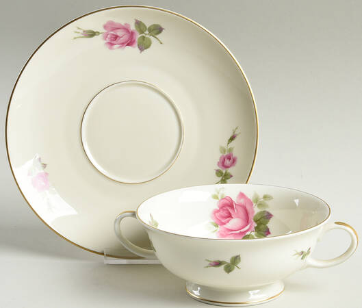2825 (Aida, Cream) Footed Cream Soup Bowl & Saucer Set