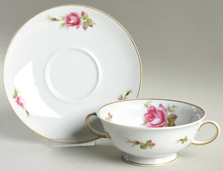 2825 (Aida, White) Footed Cream Soup Bowl & Saucer Set