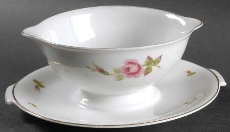 2825 (Aida, White) Gravy Boat with Attached Underplate