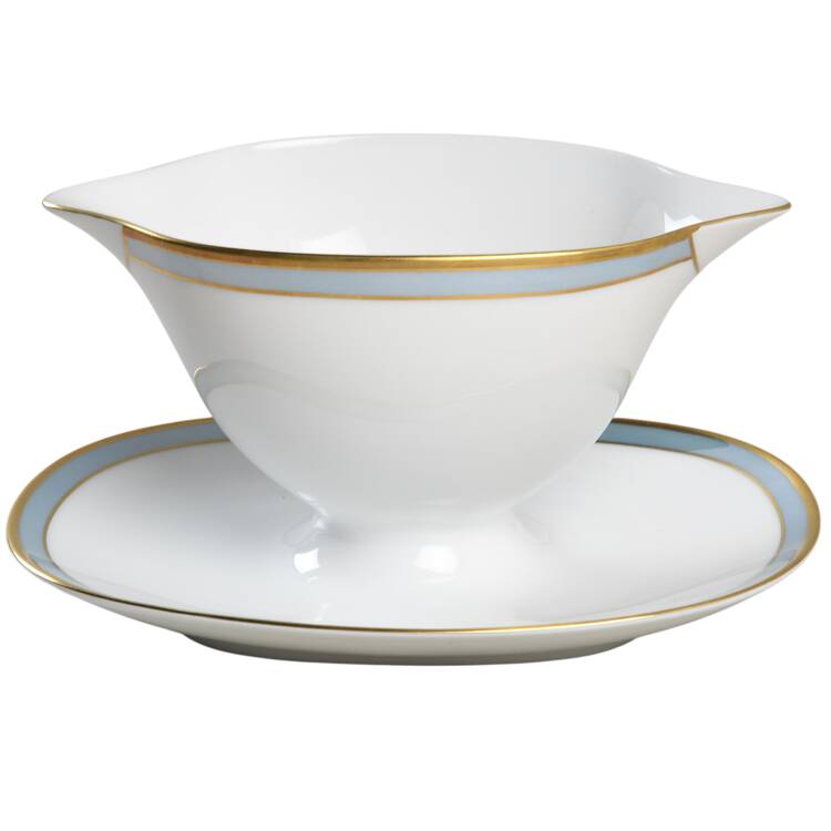 Gala Blue (Fortuna Shape) Gravy Boat with Attached Underplate