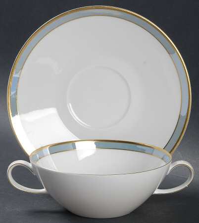 Gala Blue (Fortuna Shape) Flat Cream Soup Bowl & Saucer Set