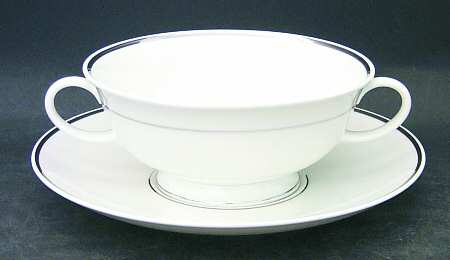 3471 (White Background) Footed Cream Soup Bowl & Saucer Set