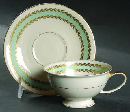 Embassy Turquoise Footed Cup & Saucer Set