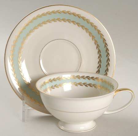 Embassy Turquoise Footed Cup & Saucer Set