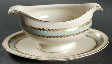 Embassy Turquoise Gravy Boat with Attached Underplate