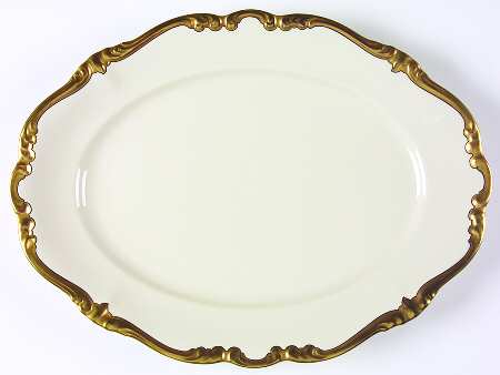 5647 (Ivory Background, Black Line) 14" Oval Serving Platter