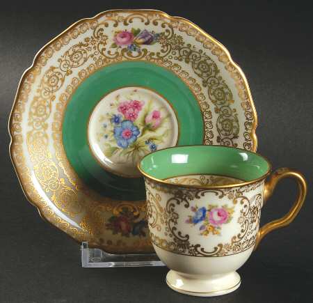 5893 (Green) Footed Demitasse Cup & Saucer Set