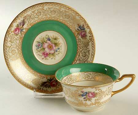 5893 (Green) Flat Cup & Saucer Set