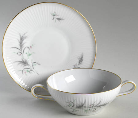 7533 (Gold Trim) Flat Cream Soup Bowl & Saucer Set